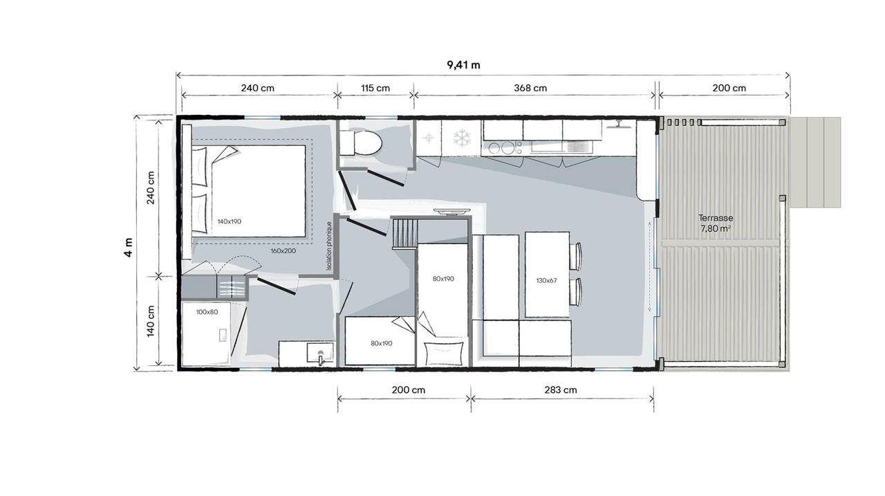 Dimension Mobil-Home 2 Chambres