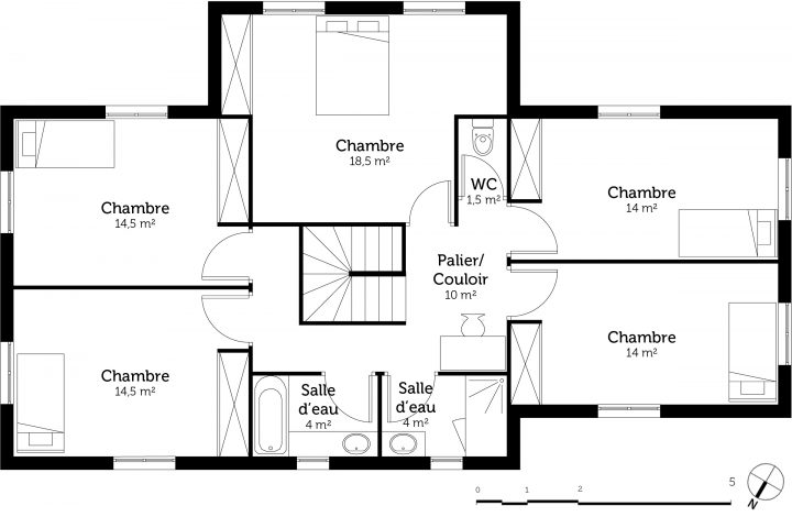plan maison etage 5 chambres