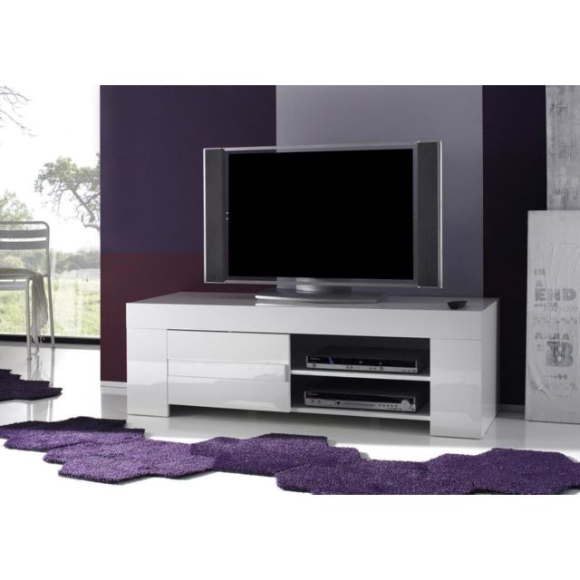 meuble tv blanc laqué design italien