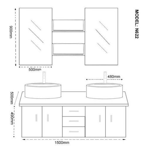 hauteur meuble salle de bain suspendu avec vasque à poser