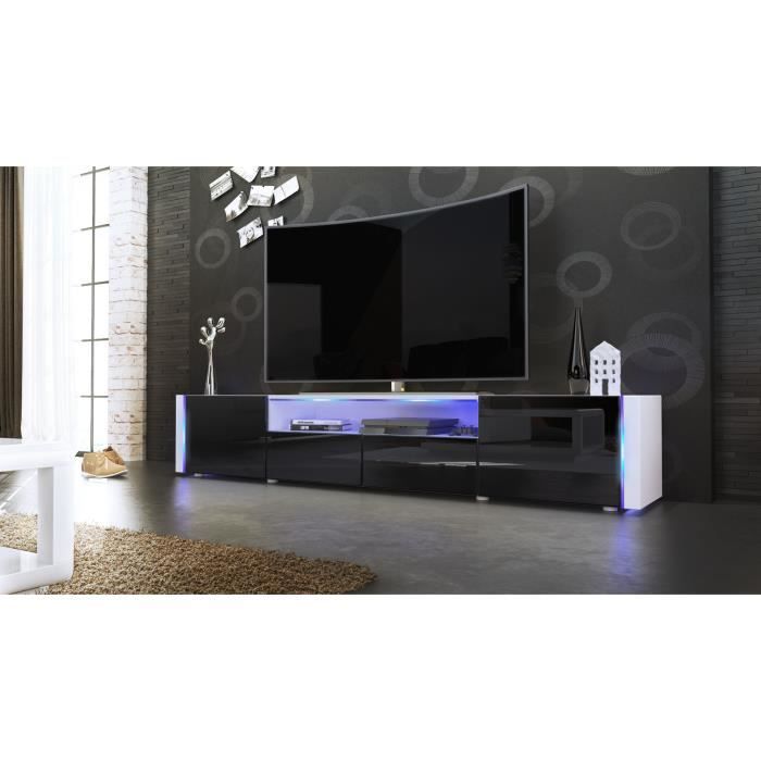 meuble tv blanc pied noir