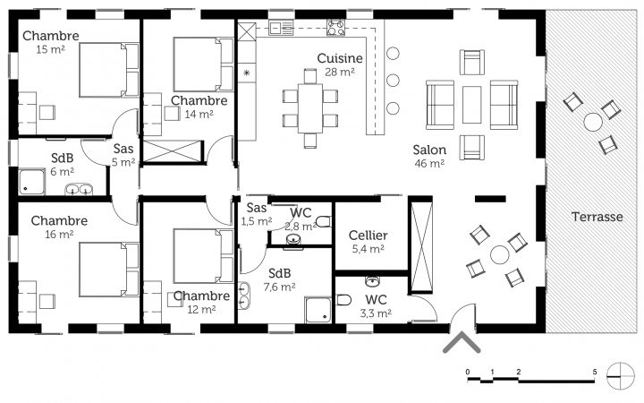 plan maison 2 chambre