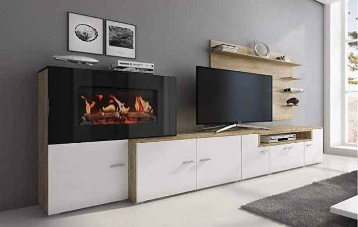 meuble tv avec fausse cheminee electrique