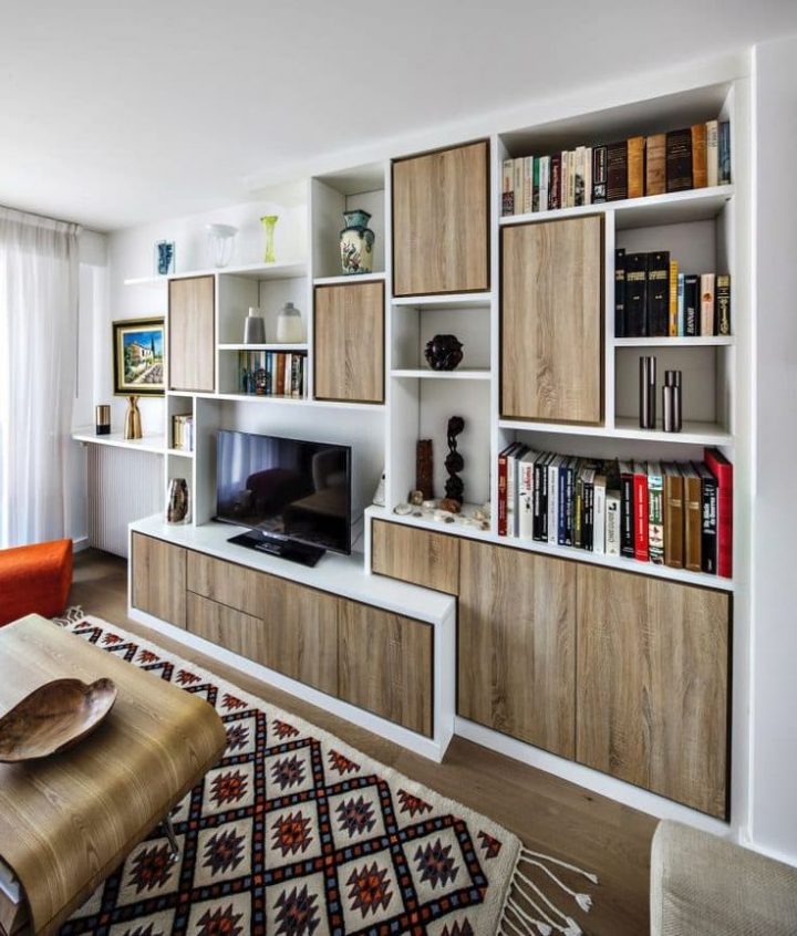 meuble tv avec rangement bibliothèque