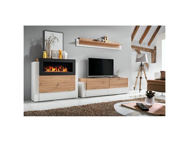 meuble tv cheminee décoratif