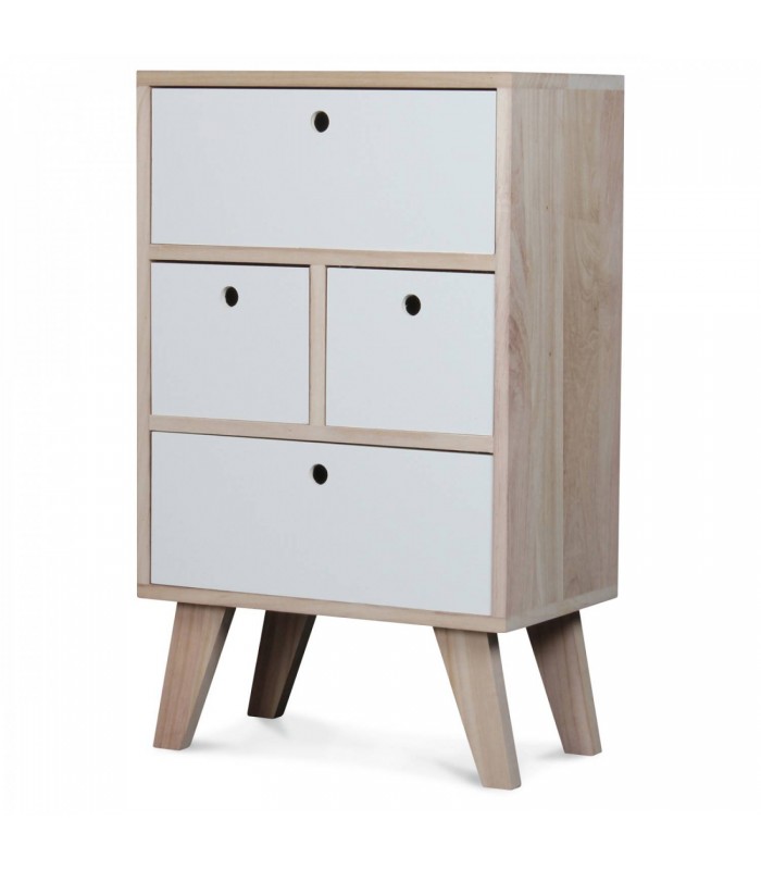 meuble rangement bois et blanc