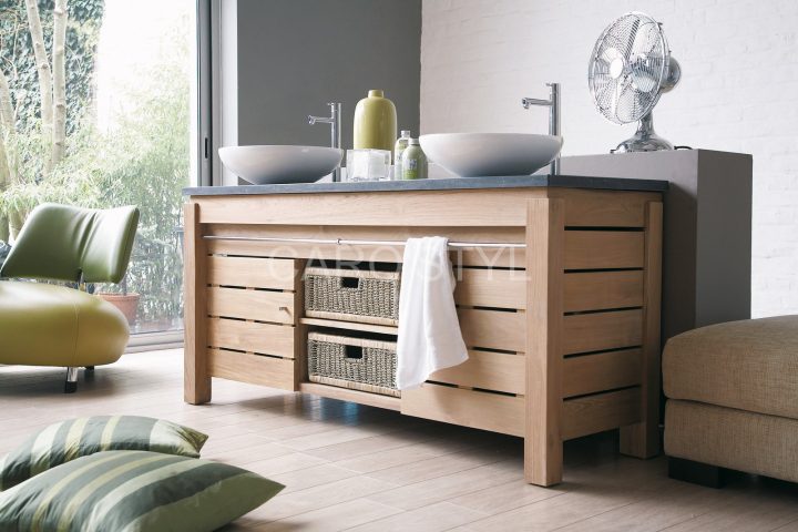 meuble salle de bain bois foncé