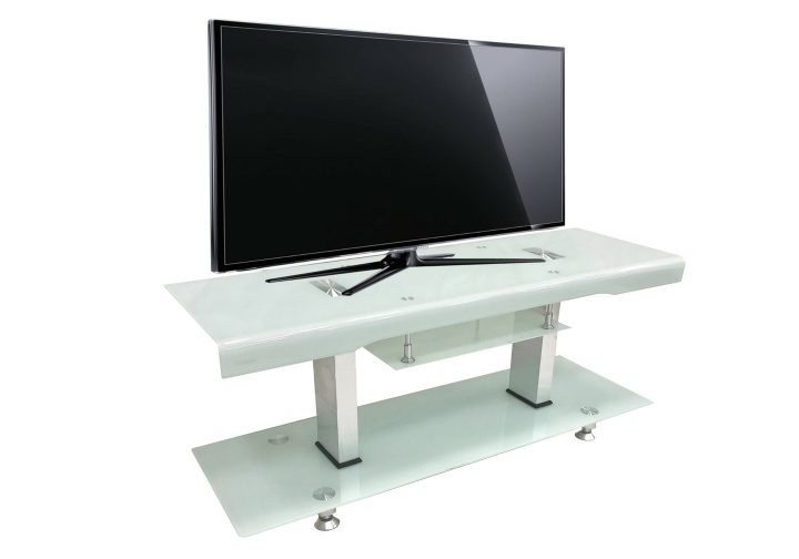 meuble tv en verre trempé blanc