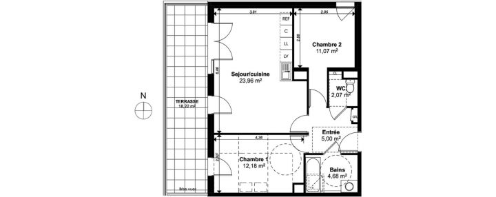 plan appartement 2 chambres