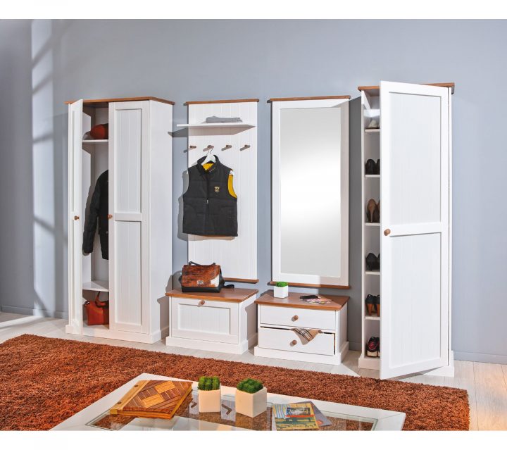 meuble d’entrée blanc et bois