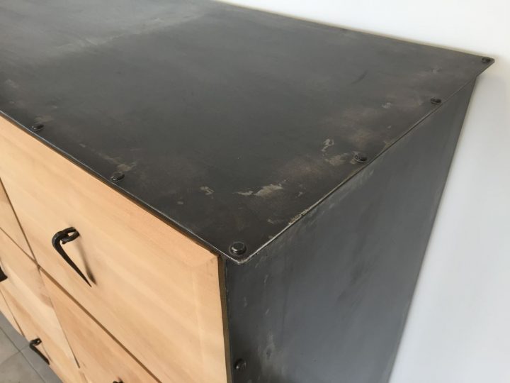 meuble bois et fer forgé