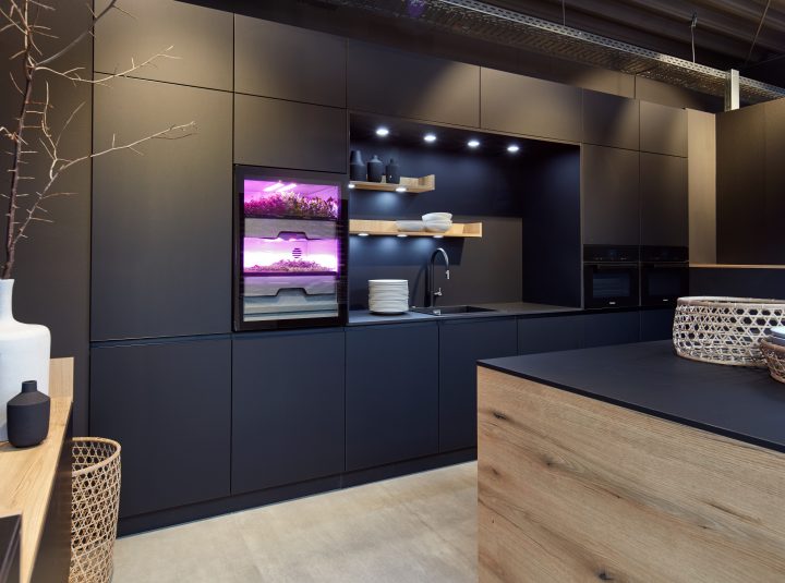 meuble cuisine noir et bois conforama