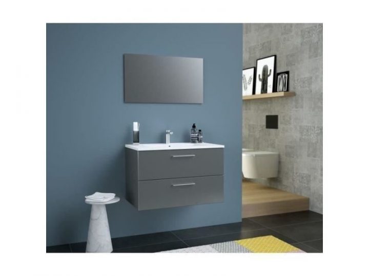 meuble salle de bain gris laqué
