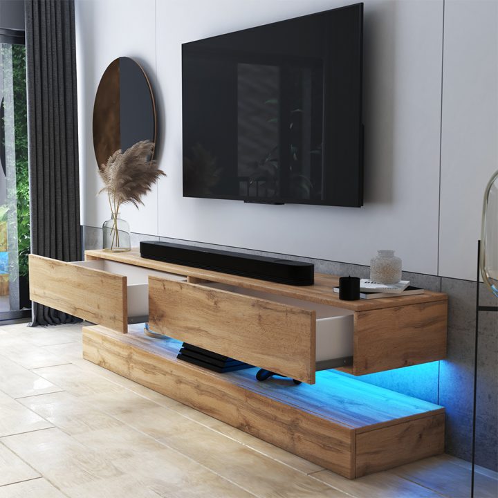 meuble tv suspendu 140 cm bois