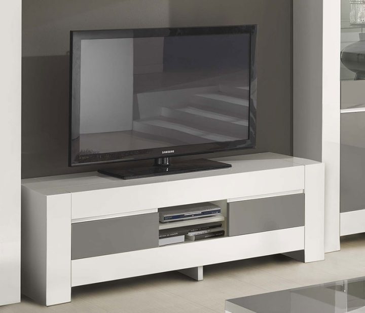 meuble télévision laqué blanc