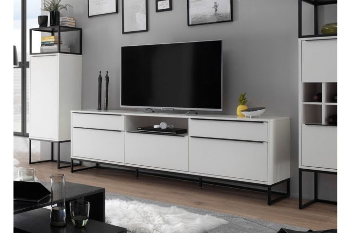 meuble tv blanc laqué