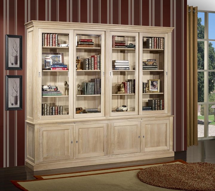 bibliothèque meuble bois massif