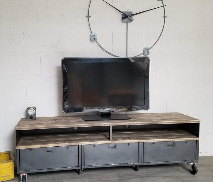 meuble tv bois metal industriel