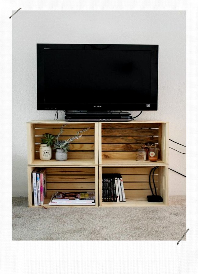 meuble tv caisse en bois