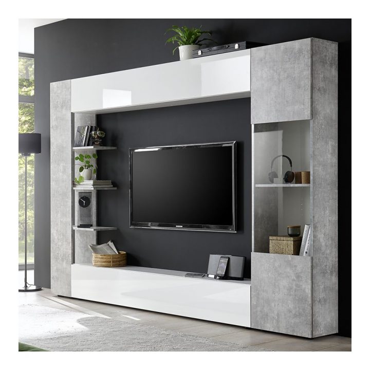 meuble tv blanc beton