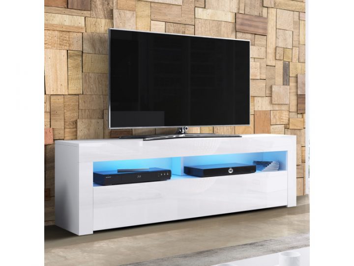 meuble tv suspendu blanc laqué 160 cm