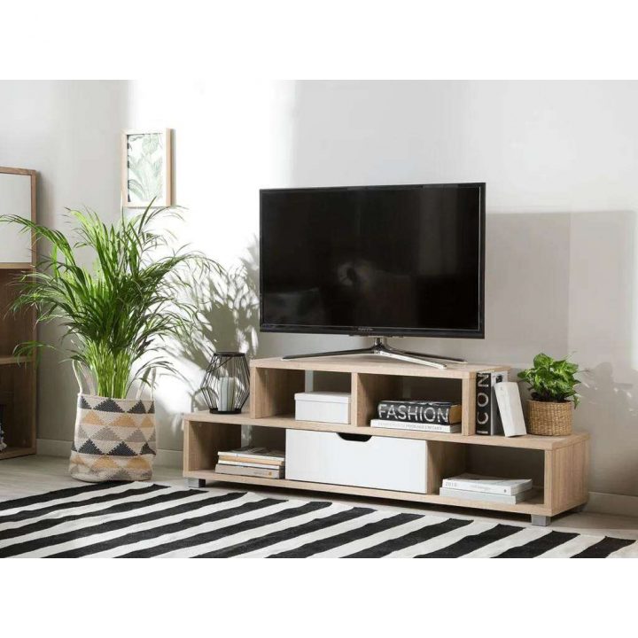 meuble tv blanc et bois clair