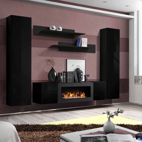 meuble tv cheminee ethanol