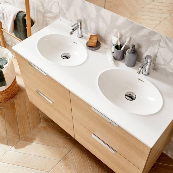 meuble salle de bain double vasque sur pied