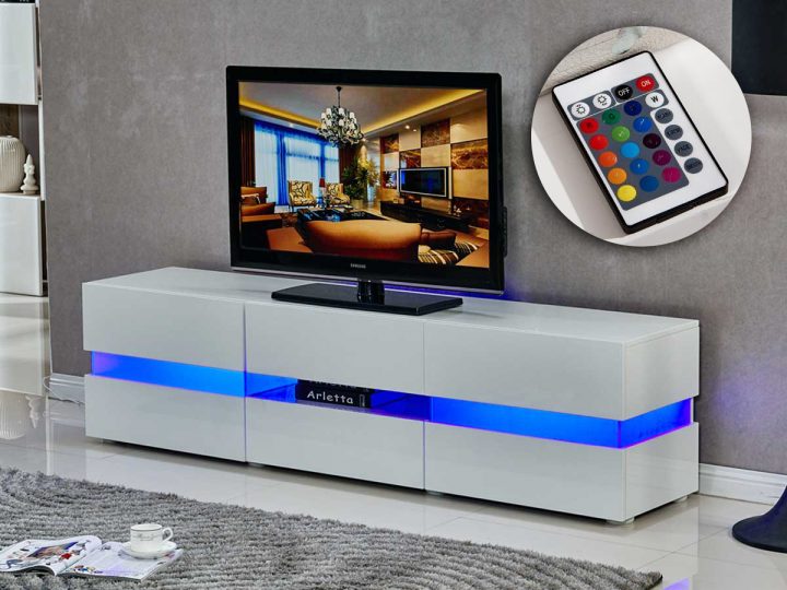 meuble tv blanc led