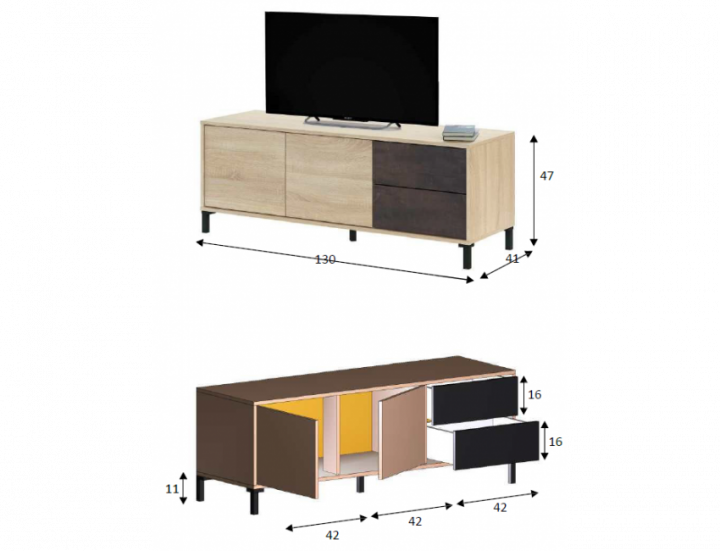 meuble tv 130 cm scandinave