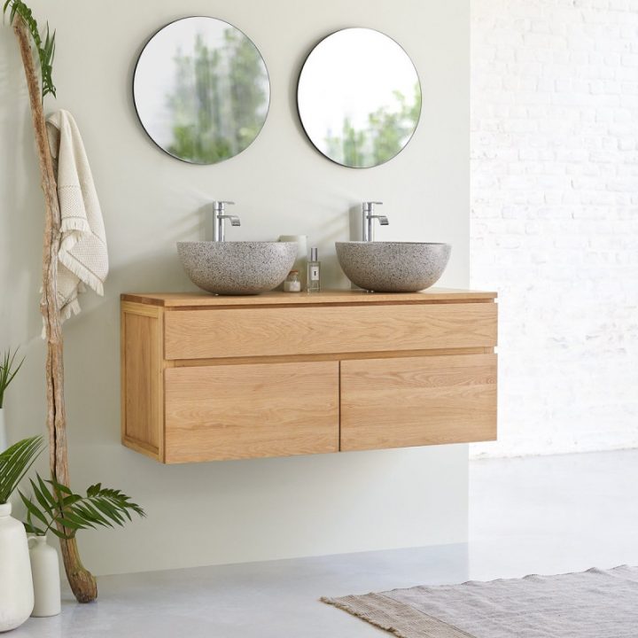 meuble salle de bain bois 120