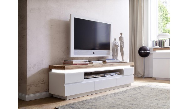 meuble tv bois massif blanc
