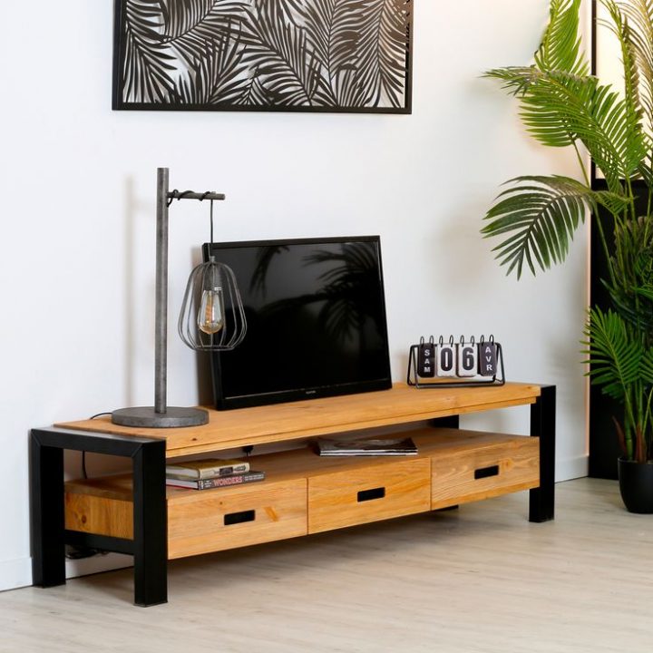 meuble tv bois et métal meuble tv bois et métal