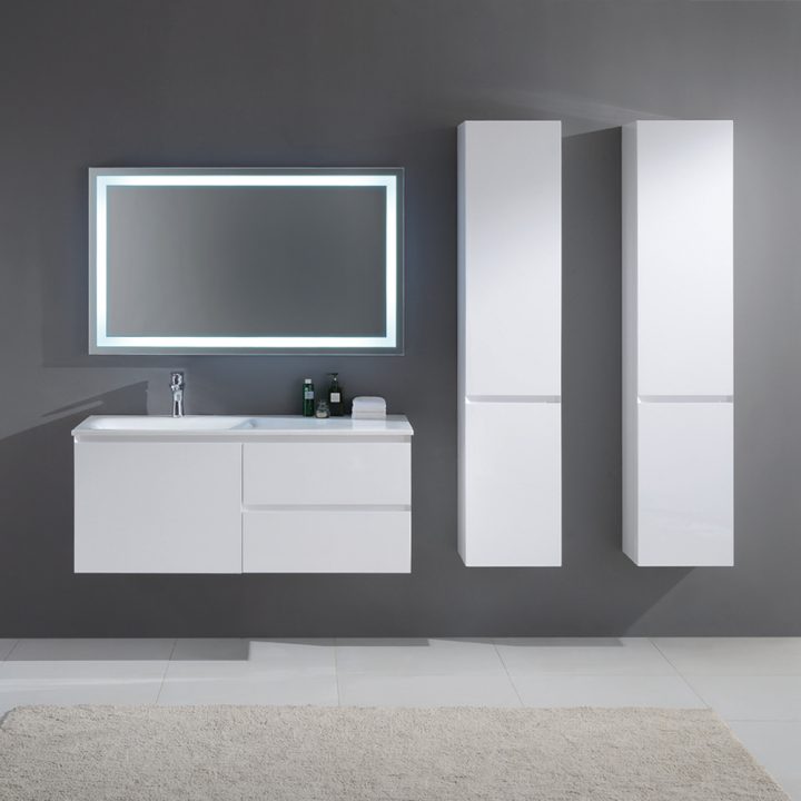 meuble sdb blanc laqué