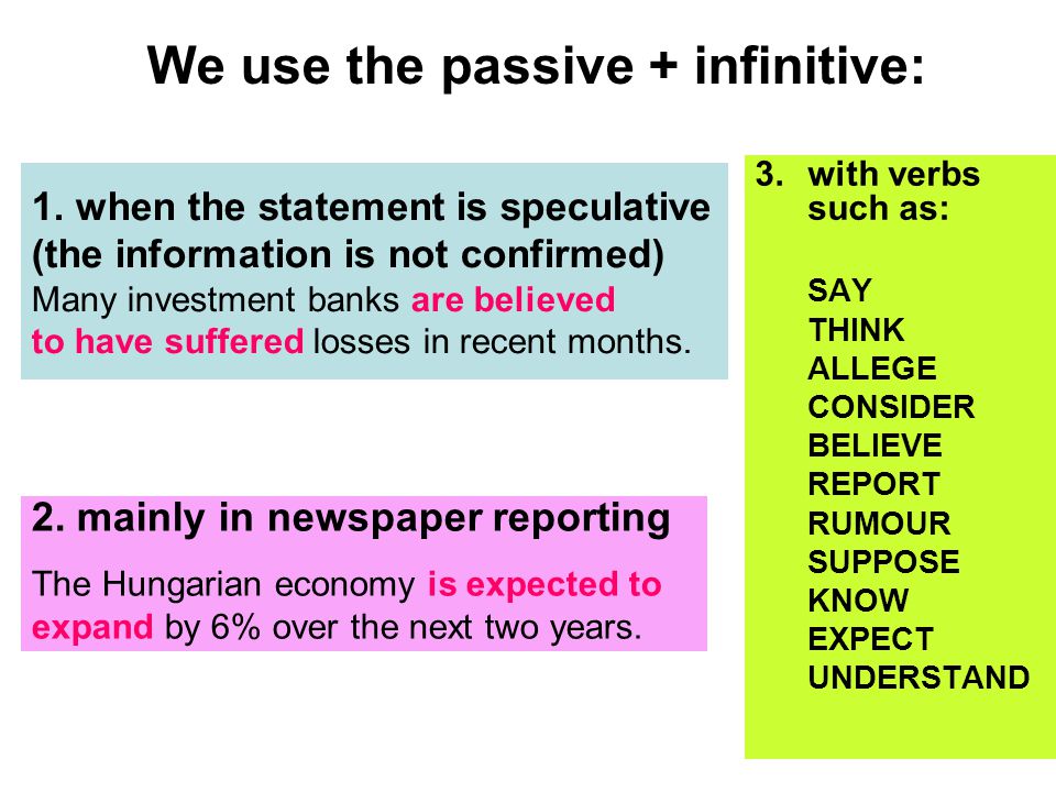 passiv infinitive englisch übungen