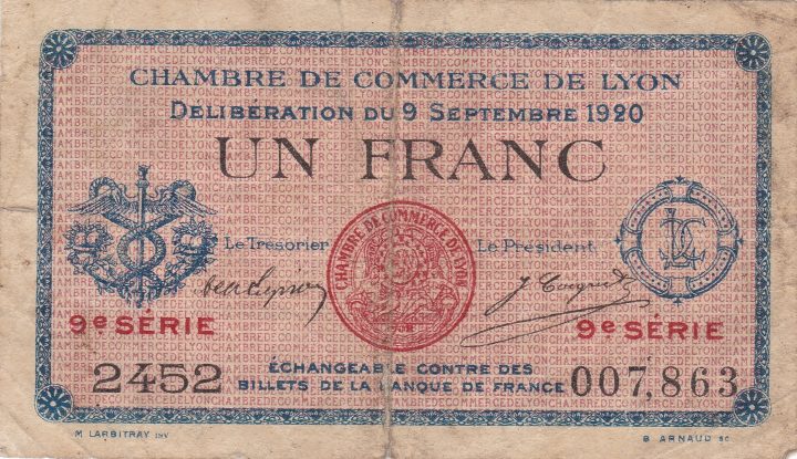 1 Franc – Chambres De Commerce De Lyon – Commune Of Lyon intérieur Chambre Des Commerces Lyon