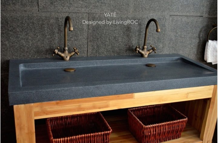 140X50 Cm Double Vasques En Granit Gris Haut De Gamme – Love dedans Double Vasque 140 Cm