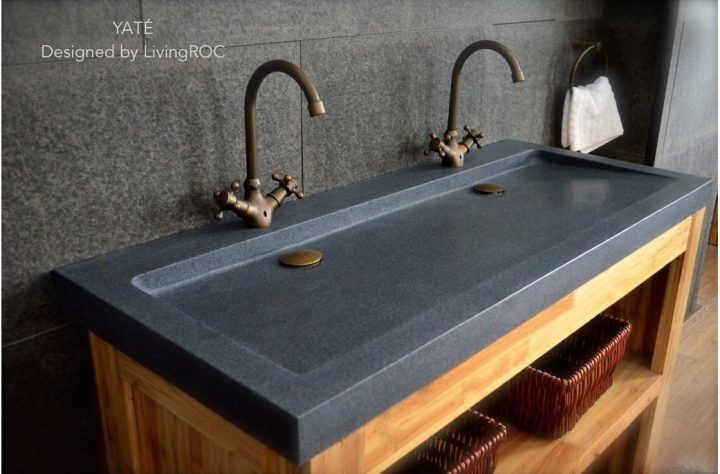 140X50 Cm Double Vasques En Granit Gris Haut De Gamme – Love destiné Double Vasque 140 Cm