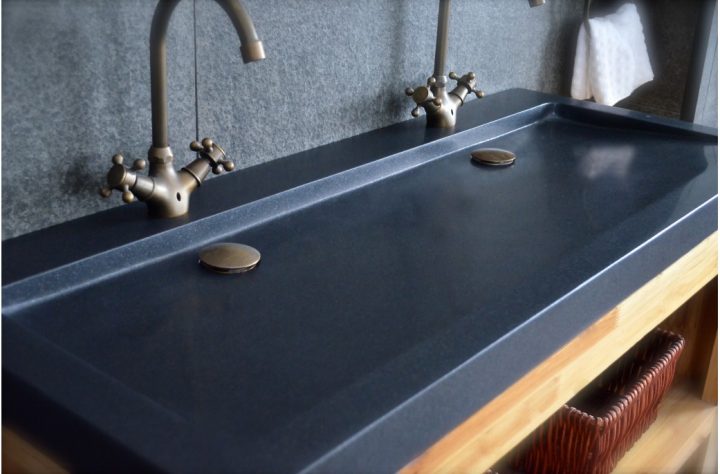 140X50 Double Vasques En Granit Noir Haut De Gamme – Love dedans Double Vasque 140 Cm