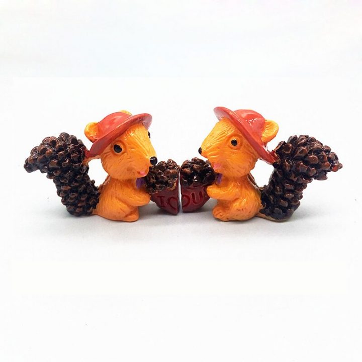 2 Pc Écureuil Amoureux Miniature Poupée Animaux Maison dedans Maison Jardin Jouet