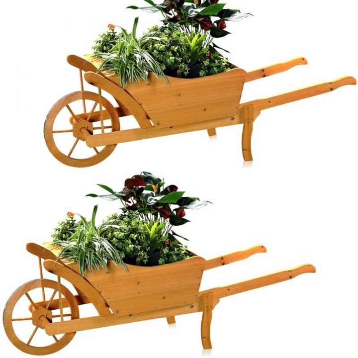 2X Jardin, Chariot À Plantes En Bois, La Brouette concernant Brouette Deco Jardin