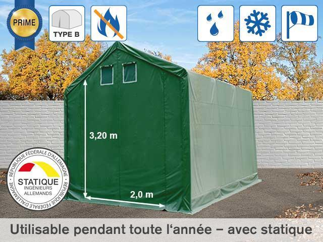 3X6M Hangar, Porte 2X3,2M, Toile Pvc De 720 G/M², Anti-Feu avec Abri De Jardin 2X3