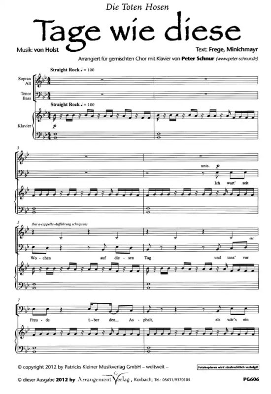 an tagen wie diesen chords