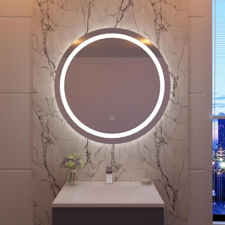 80X80Cm Rond Miroir De Salle De Bains Avec Contrôle Par destiné Miroir Salle De Bain Anti Buée