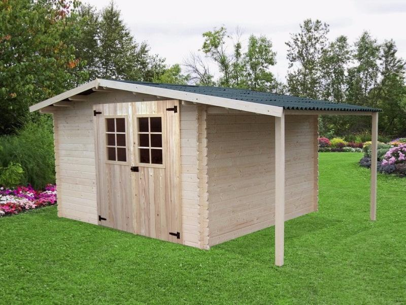 Abri De Jardin 3,30 X 3,00 M Bois Massif + Bucher dedans Abri De Jardin Avec Bucher