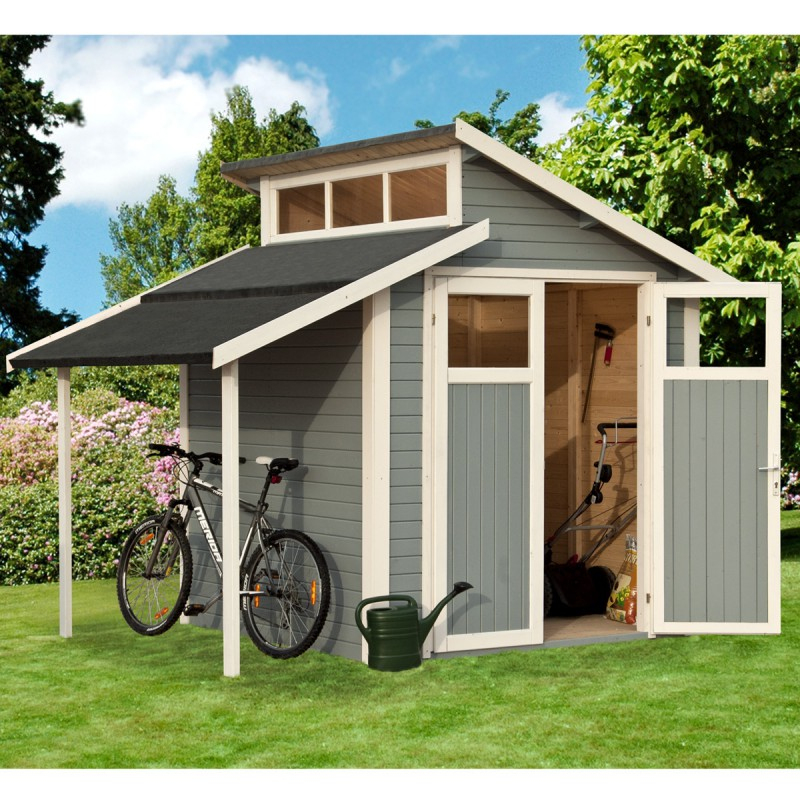 Abri De Jardin 4,08M² Notmark Gris + Plancher + Bûcher Baltic avec Abri De Jardin Avec Bucher