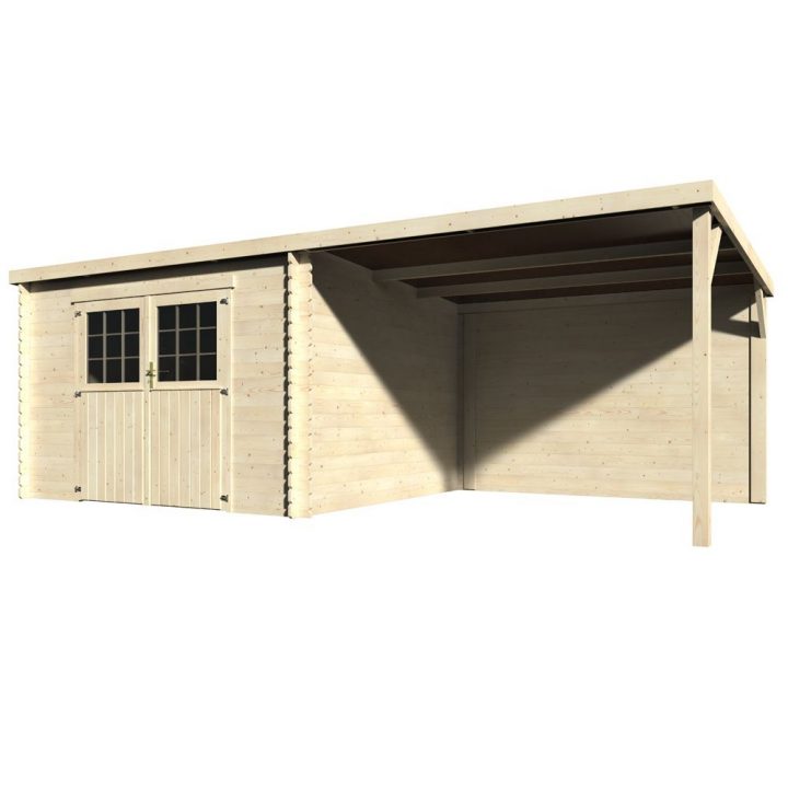 Abri De Jardin Bois Toit Plat + Auvent 18,31 M² Ep. 28 Mm avec Abris Jardin Toit Plat