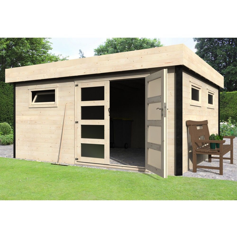 Abri De Jardin Bois Toit Plat Evelin 19,85 M² Ep. 28 Mm serapportantà Abris De Jardin Toit Plat