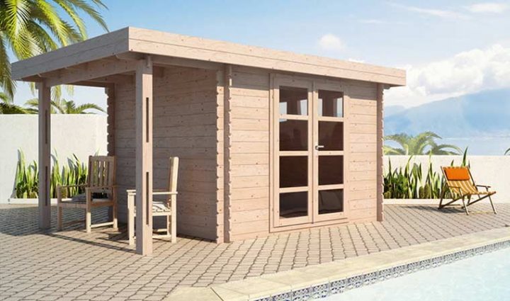 Abri De Jardin En Bois Avec Terrasse Latérale Couverte serapportantà Abri De Jardin En Bois 5M2