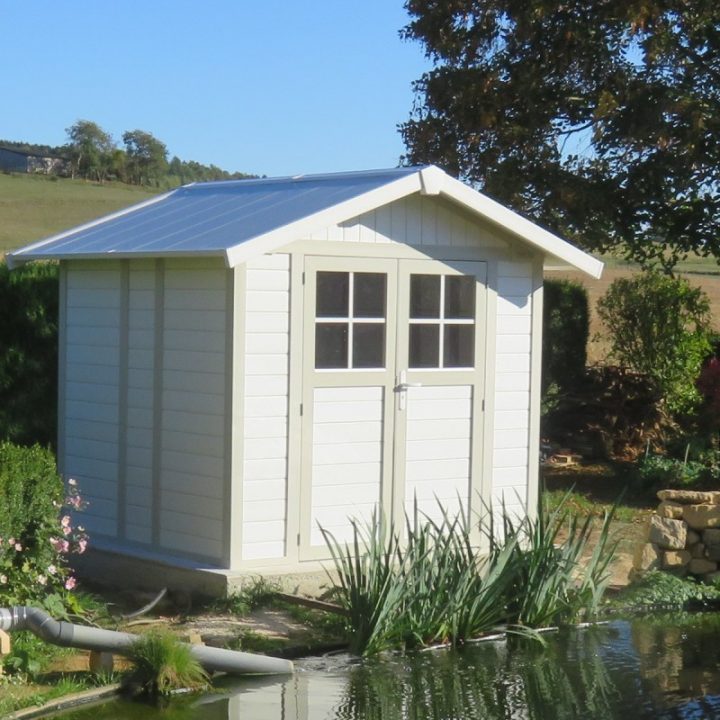 Abri De Jardin En Pvc 4,9M² Deco Blanc Et Gris Vert Grosfillex tout Abris De Jardin Grosfillex